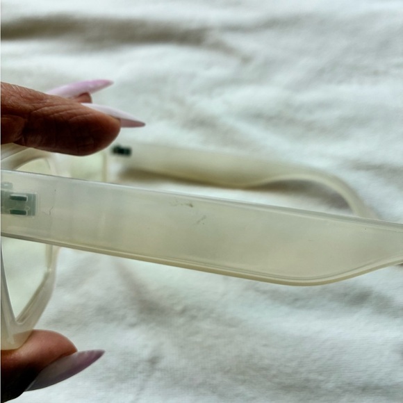 Square Cream Blue Light Non-Prescription Glasses - Picture 4 of 11